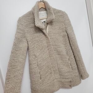 IRO XS Wool Jacket Ajumaspe 15W Romania Alpaca Warm Beige Coat Thick Chunky Knit